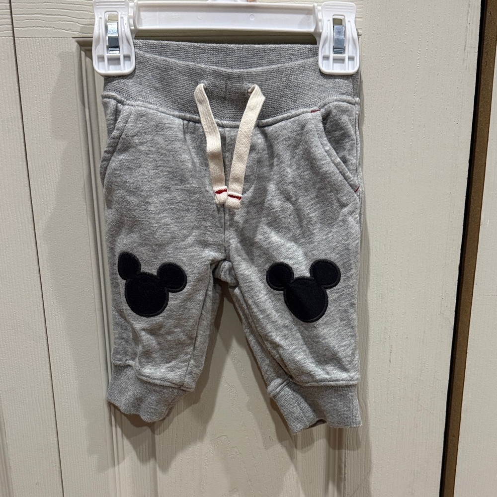 GAP baby Disney Gray Joggers with Mickey Mouse Patches